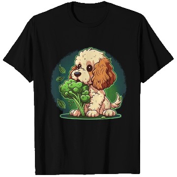 Discover Cute dog eats green broccoli vegetables T Shirts