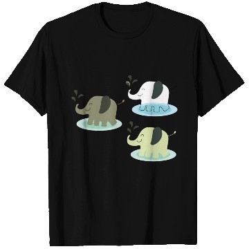 Discover Three elephants spraying water T Shirts