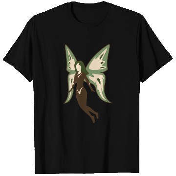 Discover woman with green and white butterfly on her back T Shirts