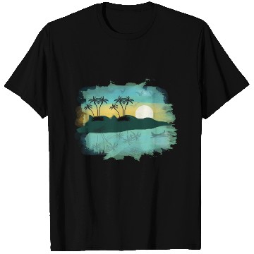 Discover Beach Sunset Watercolor Design Sublimation Art 2 T Shirts