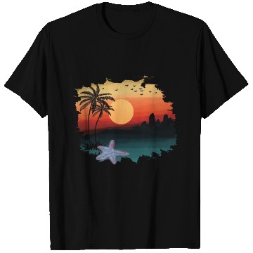 Discover Beach Sunset Watercolor Design Sublimation Art 1 T Shirts