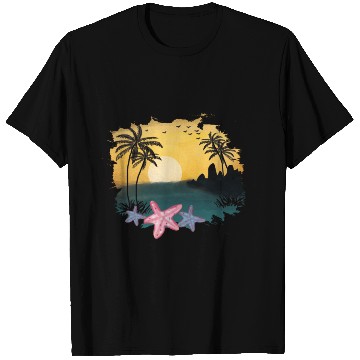 Discover Beach Sunset Watercolor Design Sublimation Art 5 T Shirts