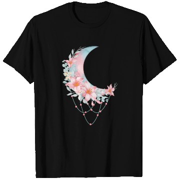 Discover Crescent Floral Moon T Shirts