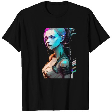 Discover High Tech Style Illustration of a Cyberpunk Girl T Shirts
