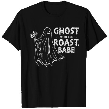 Discover Halloween Ghost Line Art Coffee Lover Drawing T Shirts