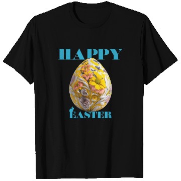 Discover Happy Easter Egg Design with Floral Elements T Shirts