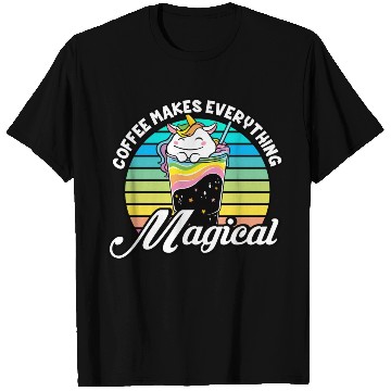 Discover Pink Magical Unicorn Caffeine Coffee Lover T Shirts