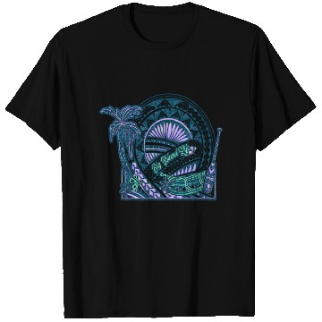 Discover Big Island Outrigger Canoe Teal Tribal T Shirts