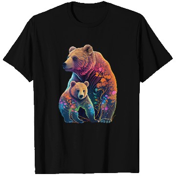 Discover Mother Bear and Cub Sublimation Graphic Wild Life T Shirts