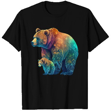 Discover Mother Bear and Cub Sublimation Graphic Wild 1 T Shirts