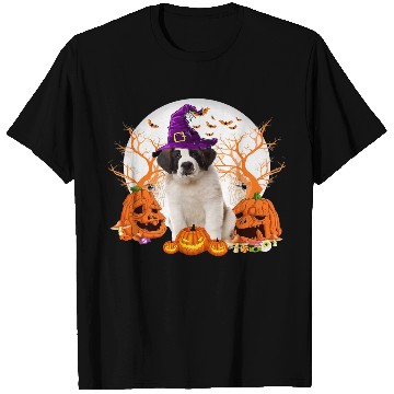 Discover Dog Halloween Saint Bernard Dog Jack O Lantern T Shirts