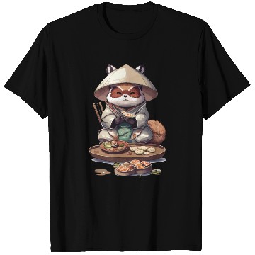Discover Tanuki Warrior Eat Sushi T Shirts