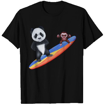 Discover Surfing panda and monkey T Shirts