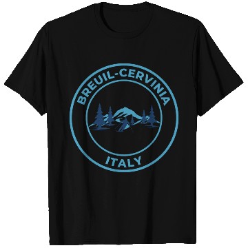 Discover Retro cool Skiing in Breuil Cervinia Italy Blue T Shirts