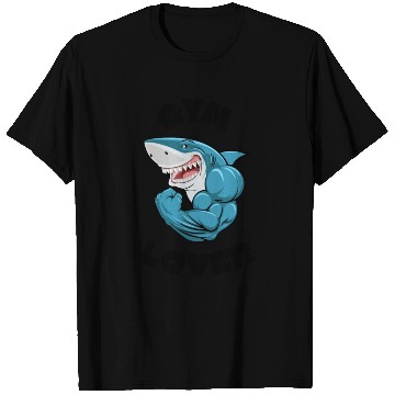 Discover Blue Illustrated Shark Gym Lover T Shirts