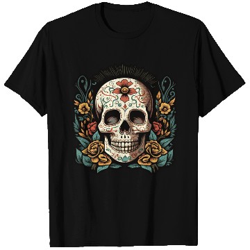 Discover Skull Dia de los Muertos Halloween Tattoo T Shirts