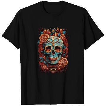 Discover Skull Dia de los Muertos Halloween Tattoo T Shirts