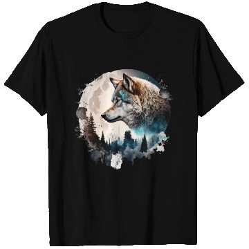 Discover Wolf Moonlight Forest Wild Werewolf Watercolor T Shirts