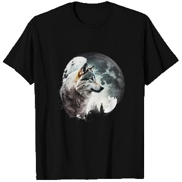 Discover Wolf Moonlight Forest Wild Werewolf Watercolor 1 T Shirts