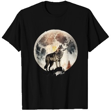 Discover Wolf Moonlight Forest Wild Werewolf Watercolor 4 T Shirts