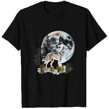 Discover Wolf Moonlight Forest Wild Werewolf Watercolor 2 T Shirts
