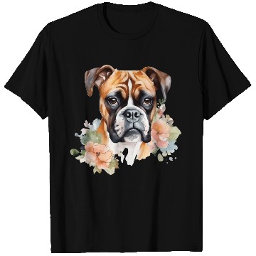 Discover Boxer Dog Watercolor Floral T Shirts