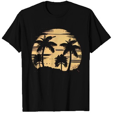 Discover Vintage Retro Sunset Watercolor Beach Vacation 4 T Shirts