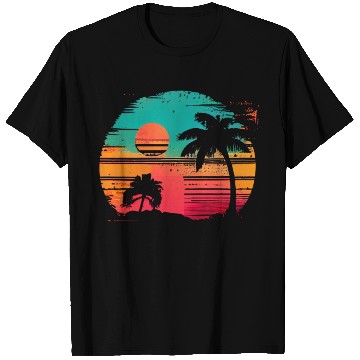 Discover Vintage Retro Sunset Watercolor Beach Vacation 8 T Shirts