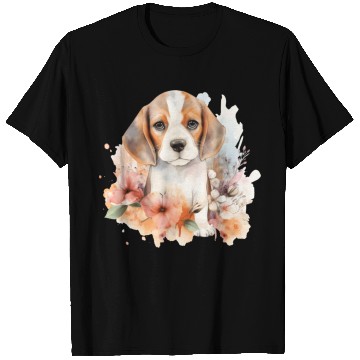 Discover Beagle Puppy Dog Watercolor Floral T Shirts