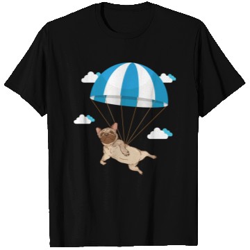 Discover Funny Pug Dog Lover Pet Skydiving Parachute T Shirts