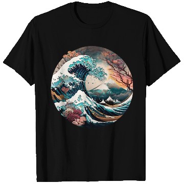Discover Watercolor Sea Waves Asian Art Water Nature T Shirts