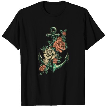 Discover Anchor Roses Tattoo Sailor Nautical Water Ship T Shirts
