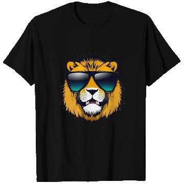 Discover Lion With Black Sunglasses T Shirts