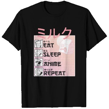 Discover Eat Sleep Anime Repeat Straweberry Milk Japanese T Shirts
