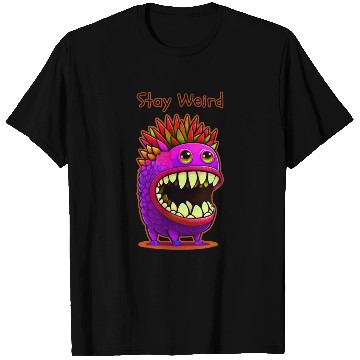 Discover Stay Weird Monster Doodle Violet T Shirts