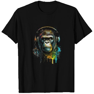 Discover Gorilla headphone music T Shirts