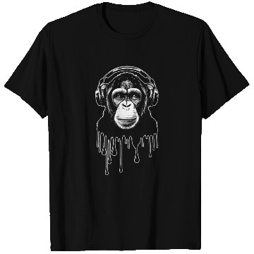 Discover Chimpanzee with Headphones Monkey Music DJ T Shirts