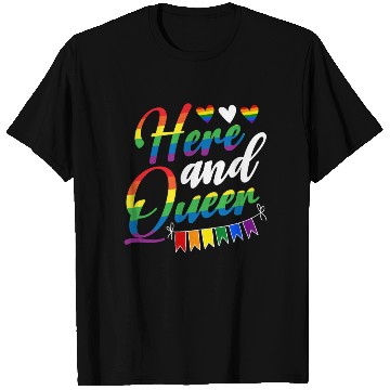 Discover Here And Queer LGBTQ Community Rainbow Pride Month T Shirts