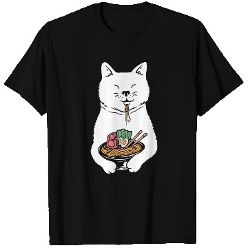 Discover Cute Cat Eating Ramen T Shirts