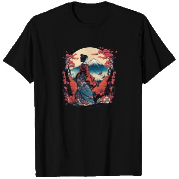 Discover Mount Fuji Fujisan Fujiyama Floral Geisha T Shirts