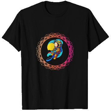 Discover Baby astronaut in a golden circle T Shirts