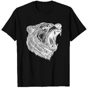 Discover Wild Bear's Head With Sharp Teeth T Shirts
