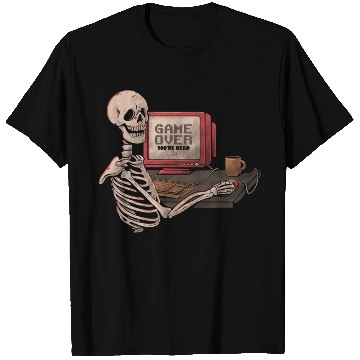 Discover Game Over Skull Funny Geek Skeleton Gift T Shirts