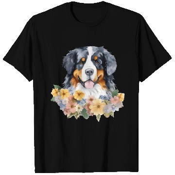 Discover Bernese Mountain Dog Watercolor Floral T Shirts