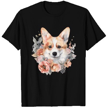Discover Corgi Dog Watercolor Floral T Shirts