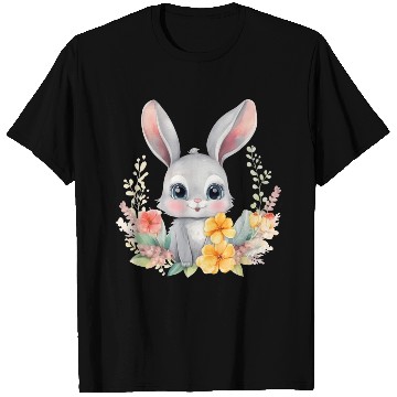 Discover Grey Bunny Rabbit Watercolor Floral T Shirts