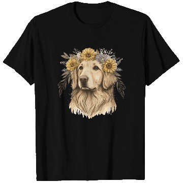 Discover Golden Retriever Flower Crown Pet Dog Breed Floral T Shirts