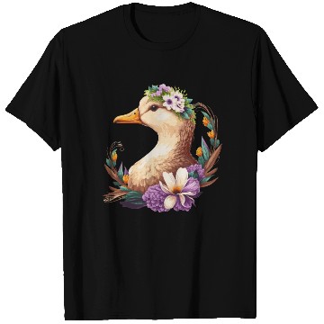 Discover Flower Crown Duck Floral Farm Animal Pet T Shirts