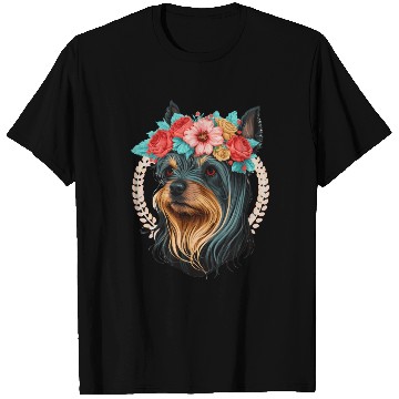 Discover Cute Yorkshire Terrier Flower Crown Pet Dog Breed T Shirts