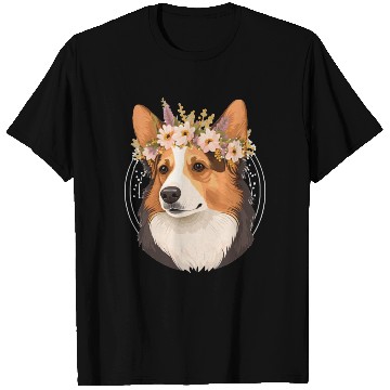 Discover Cute Welsh Corgi Flower Crown Pet Dog Breed Floral T Shirts